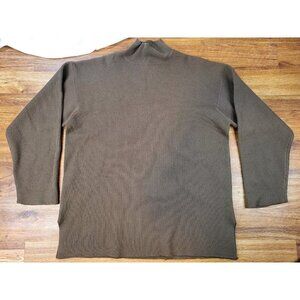 Vtge J Crew Brown Mock Neck Ribbed‎ Wool Brown Sweater Size Large